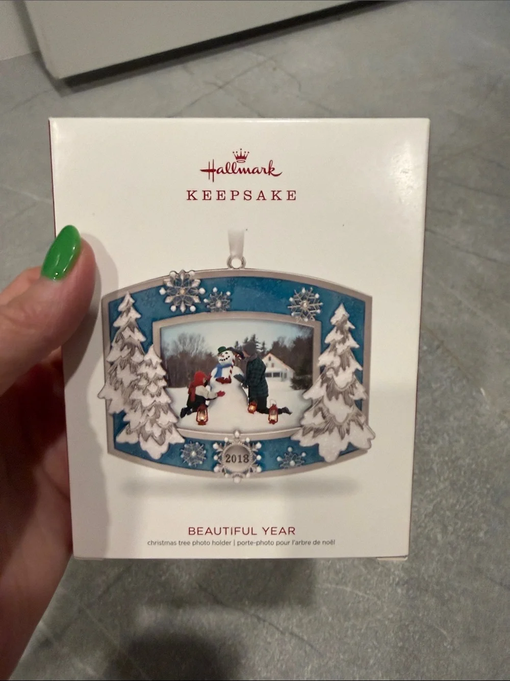 Hallmark Keepsake Blue and White Snowman Photo Ornament